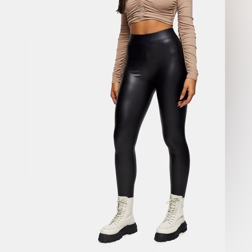 Topshop coated black leggings